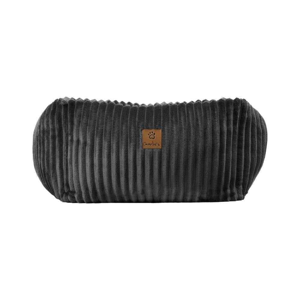 Ascher Plush Corduroy Square Pet Nest Bed - Dark Grey - Image 10