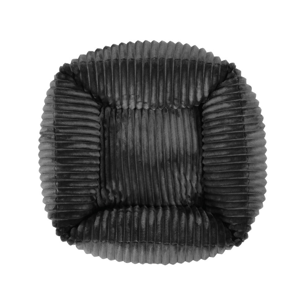 Ascher Plush Corduroy Square Pet Nest Bed - Dark Grey - Image 8