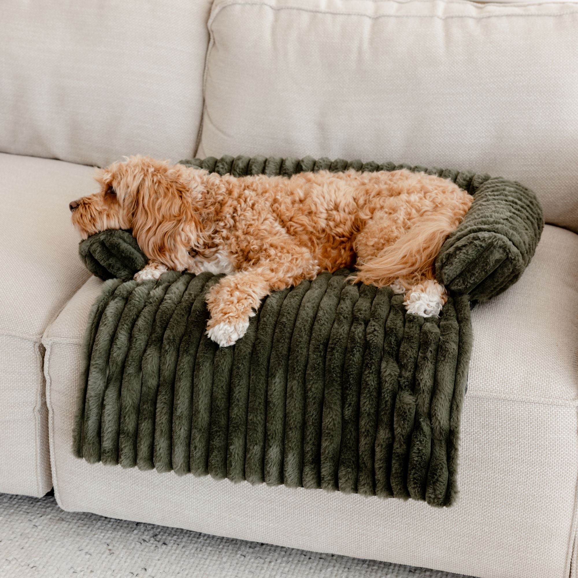 Cloud Bolster Sofa Protector Dog Bed Olive - Image 7