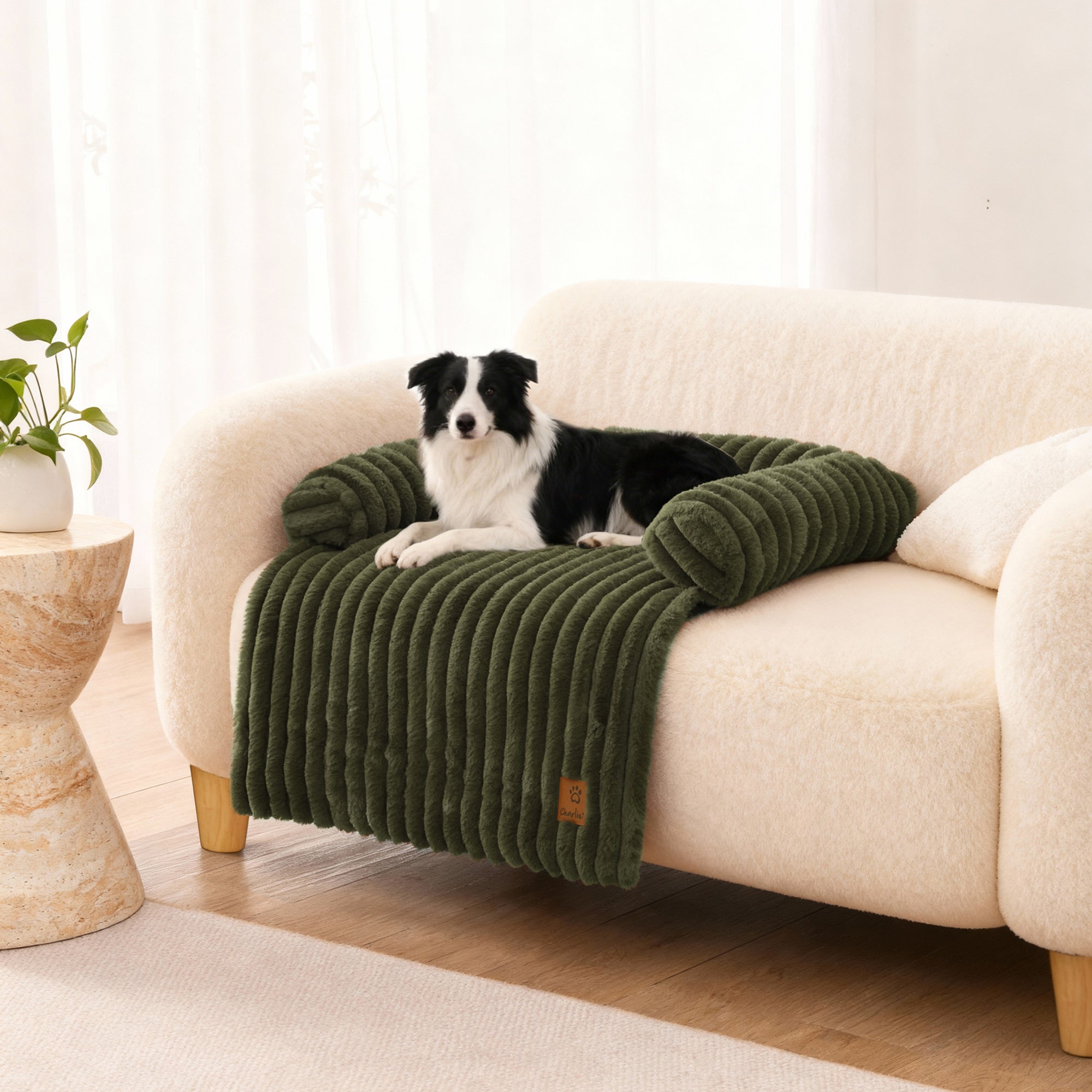 Cloud Bolster Sofa Protector Dog Bed Olive - Image 10