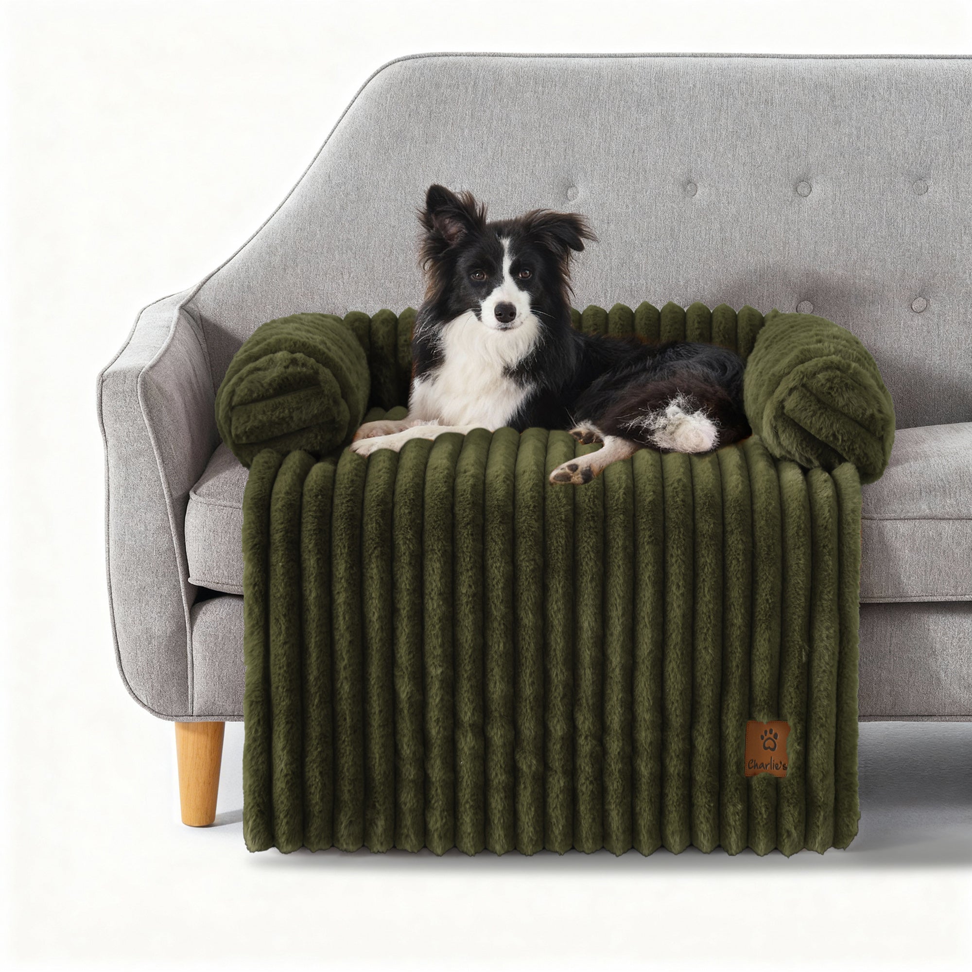 Cloud Bolster Sofa Protector Dog Bed Olive - Image 2
