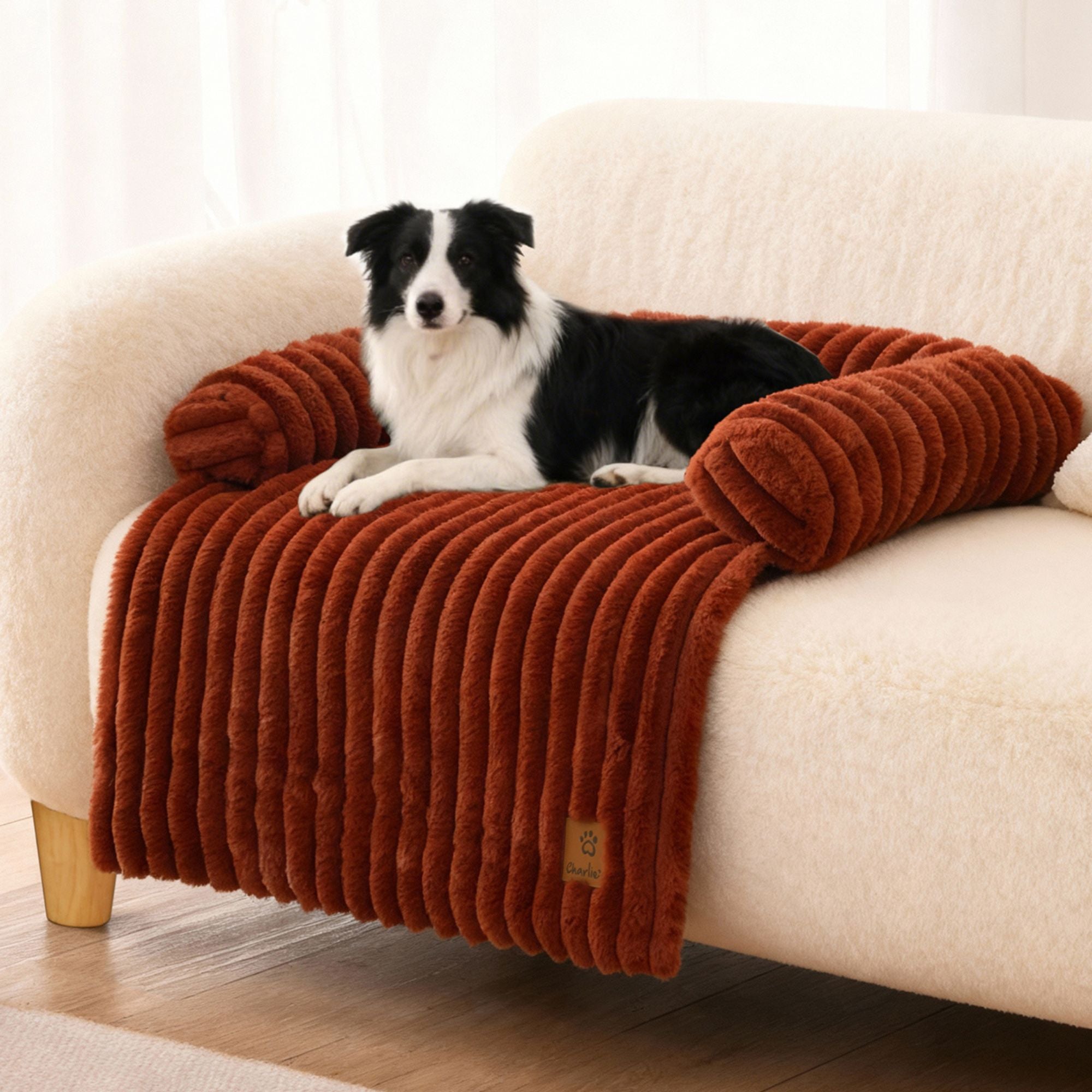 Cloud Bolster Sofa Protector Dog Bed Rust - Image 7