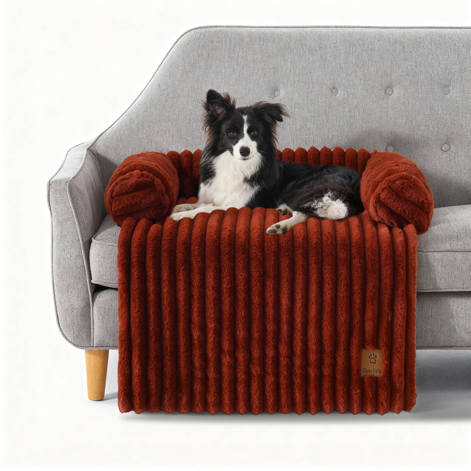 Cloud Bolster Sofa Protector Dog Bed Rust - Image 2