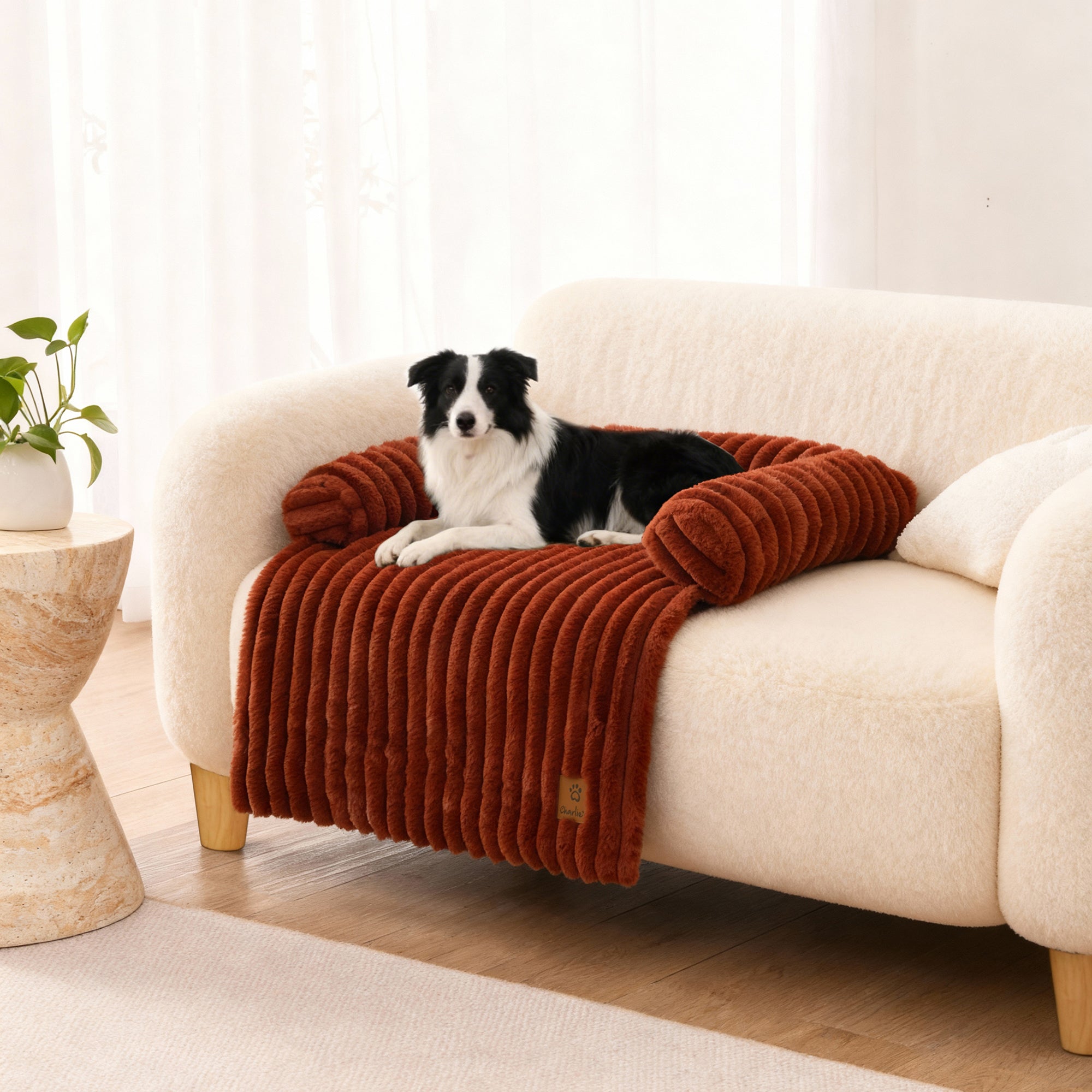Cloud Bolster Sofa Protector Dog Bed Rust - Image 8
